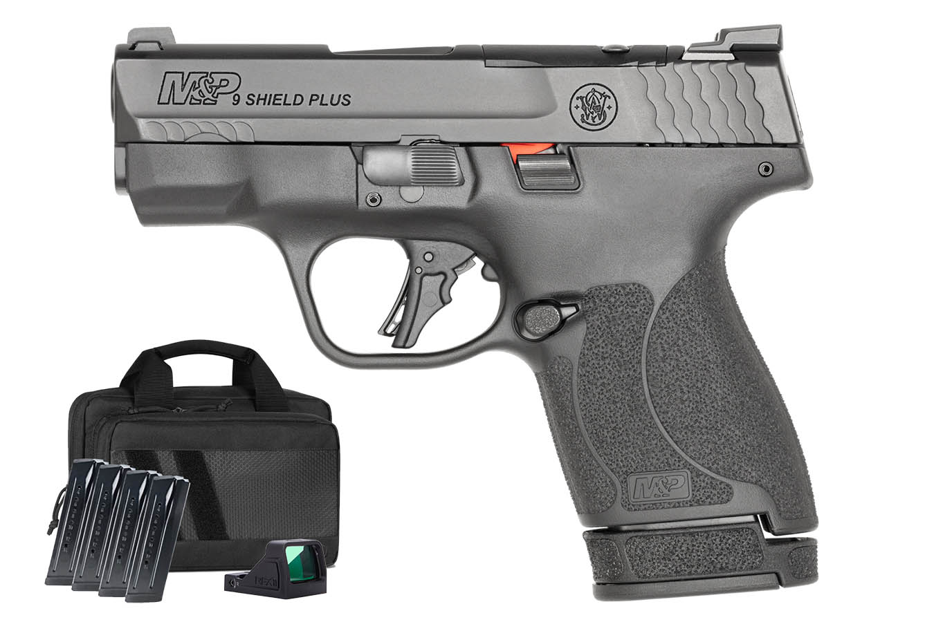 Smith & Wesson MP9 Shield Plus 9mm Optic Ready Bundle with Viridian RFX-11 Green Dot, 4 Mags and Savior Bag