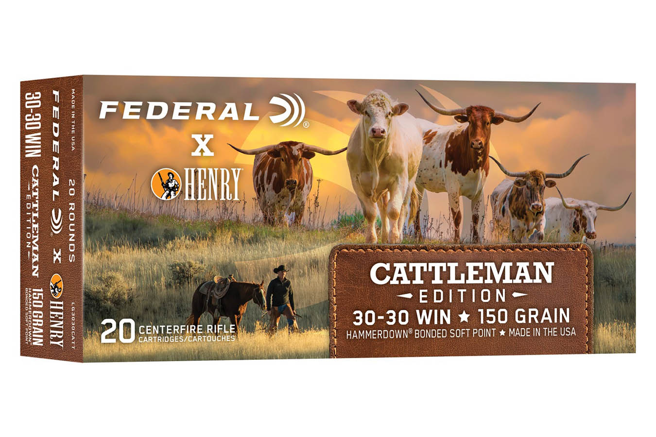Federal 30-30 Win 150gr Hammerdown BSF Henry Cattleman Edition 20/Box
