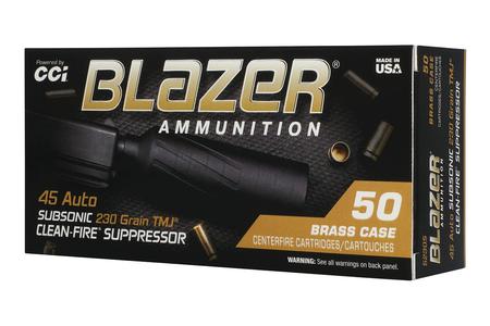 45 AUTO 230GR TMJ BLAZER BRASS C-F SUPPRESSOR 