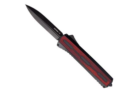 A7 ZASTAVA RED WOOD HANDLE BLACK ACCENTS BLACK S35VN DAGGER BLADE