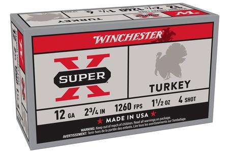 Winchester 12 Ga 2 3/4 in 1 1/2 oz #4 Shot Super X 10/Box