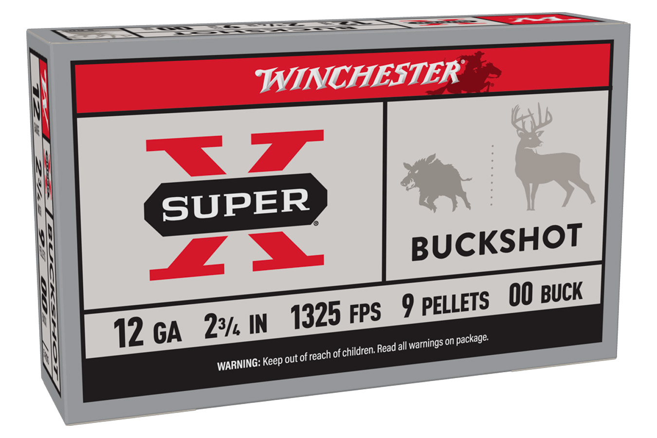 Winchester 12 Gauge 2 3/4 In 9 Pellet 00 Buck Super X 5/Box