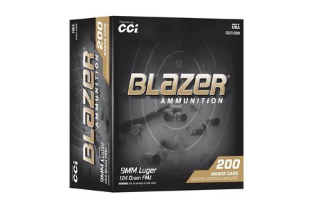 9MM LUGER 124GR FMJ BLAZER BRASS 200RD TRAYED 