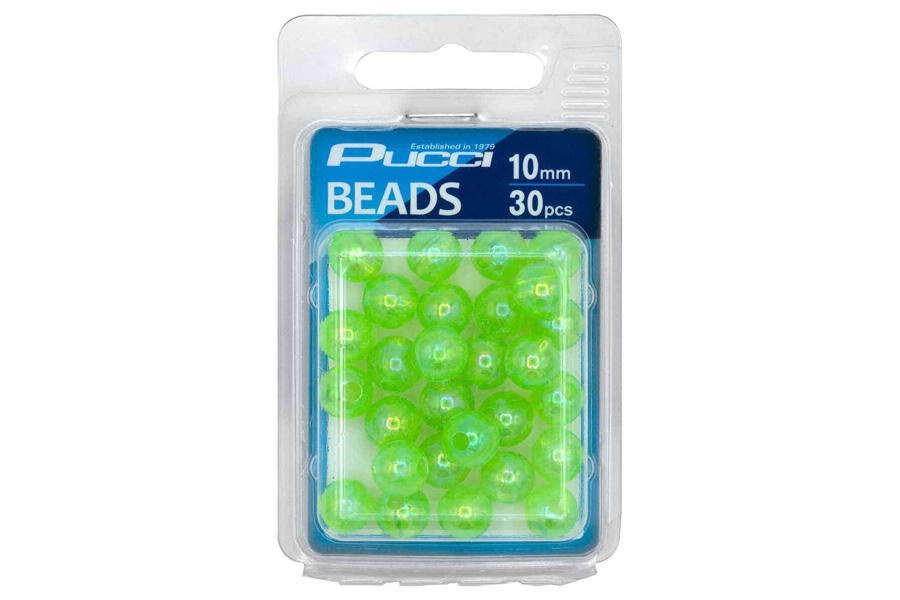 P Line 30 Pack 10mm Round Rigging Beads Chartreuse