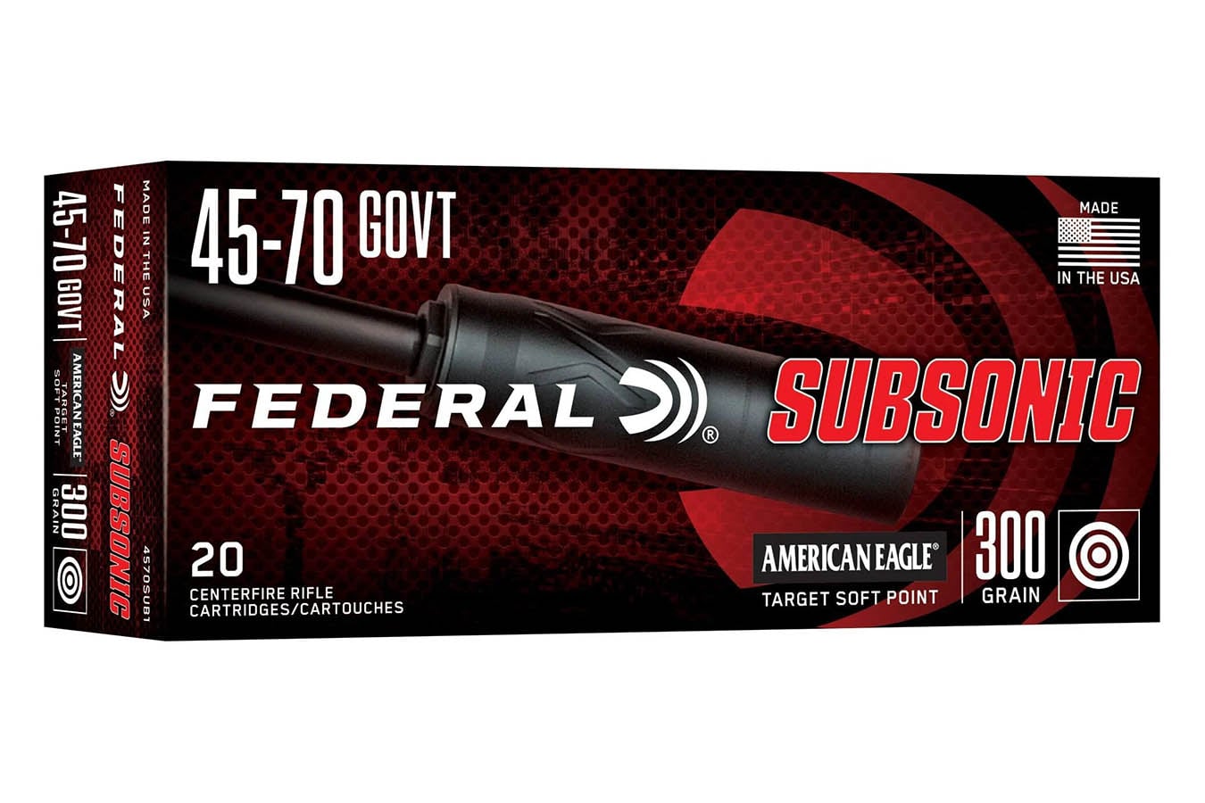 Federal 45-70 Govt 300 gr Target Soft Point American Eagle Subsonic 20/Box