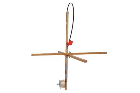 HT EXPLORER WOOD STICK TIP-UP W/500 METAL SPOOL W/DRAG W/LINE 