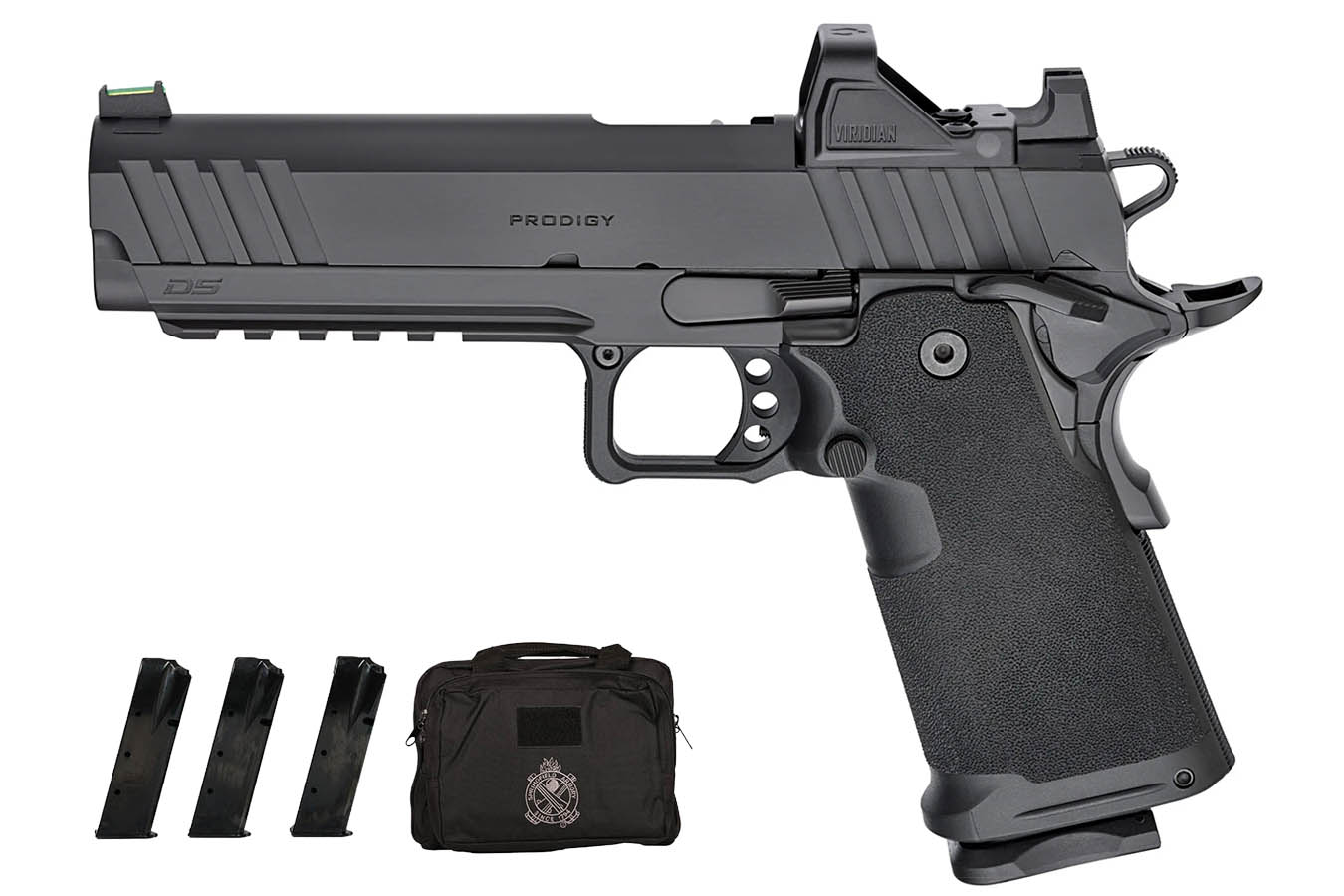Springfield 1911 DS Prodigy AOS 9mm Double Stack 1911 Pistol with Viridian RFX-11 Green Dot,