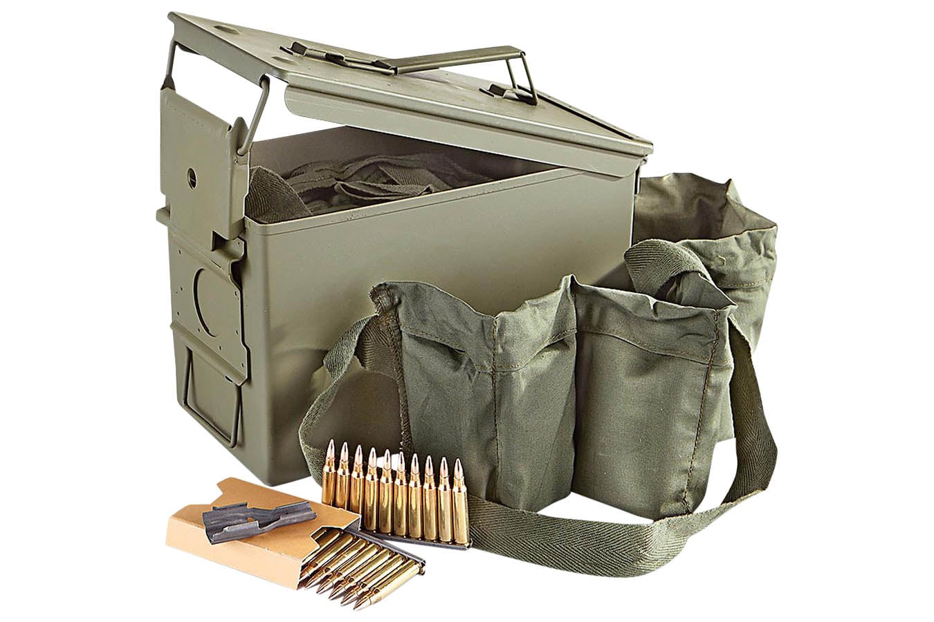 PMC 223 Rem 55 gr FMJ Bronze 840 Rounds (10 Round Stripper Clips) in Metal Ammo Can