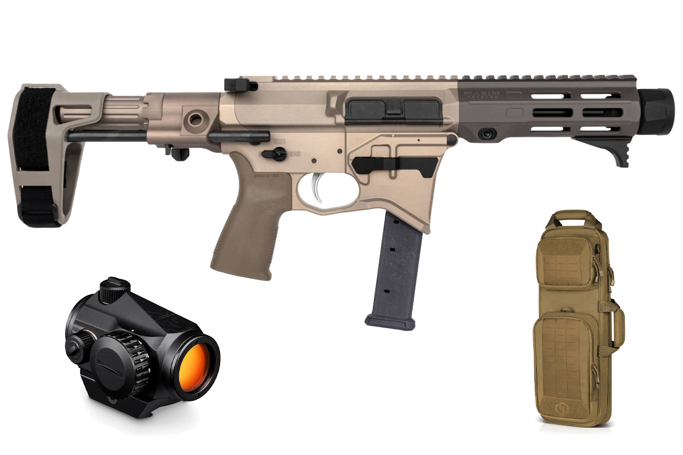 Maxim Defense MD9 CQB 9mm Pistol with Savior Urban Takedown Bag and Vortex Crossfire II Red Dot