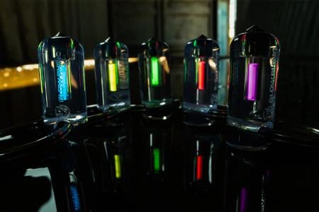 5 PACK OF SPARK MICRO GLOW FOB - GREEN, BLUE, PURPLE, YELLOW, AND RED TRITIUM 