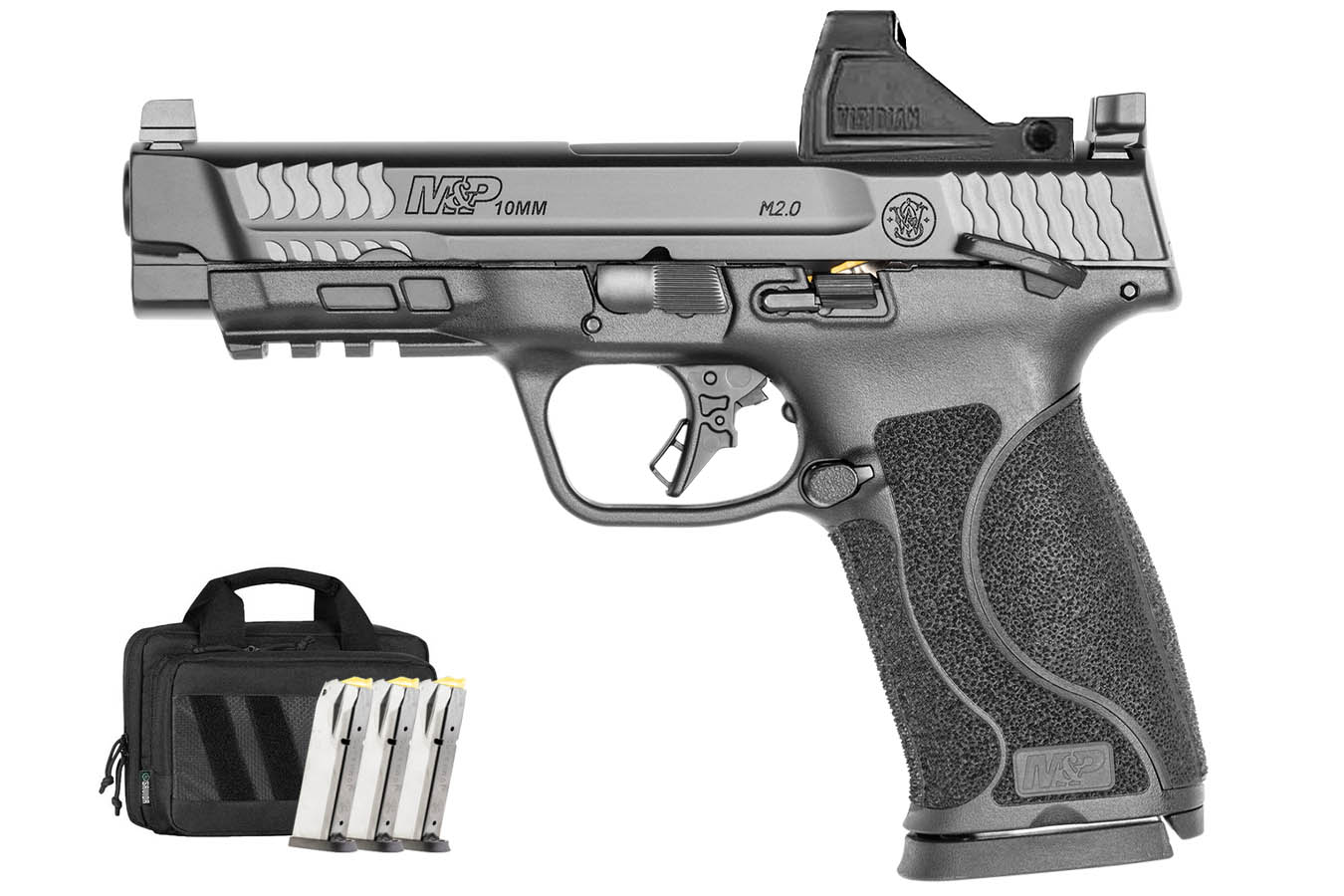 Smith & Wesson M&P10mm M2.0 10mm Optic Ready Bundle with Viridian RFX-11 Green Dot, Four Mags and Savior Bag