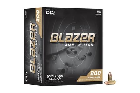 CCI 9mm 115 gr FMJ Blazer Brass 200/Box