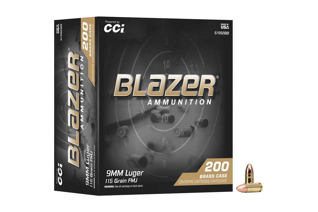 CCI 9mm 115 gr FMJ Blazer Brass 200/Box