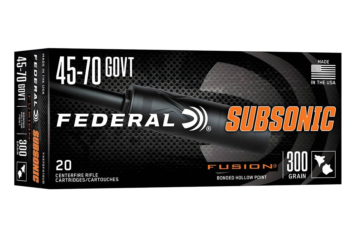 Federal 45-70 Govt 300gr Fusion Soft Point Subsonic 20/Box