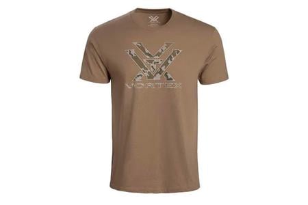 MENS CAMO LOGO SS TEE BROWN HEATHER