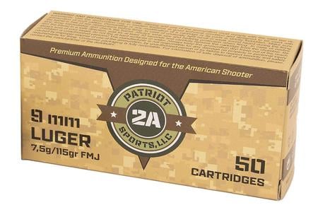Patriots Sports Llc 9mm 115 gr FMJ 50/Box
