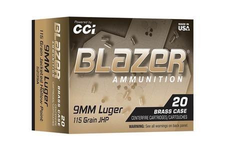Cci 9mm 115gr JHP Blazer Brass 20/Box