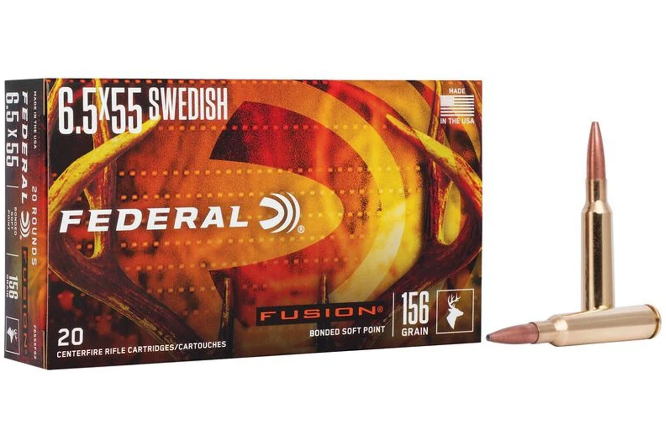 Federal 6.5x55 Swedish 156 Grain Soft Point Fusion 20 /200