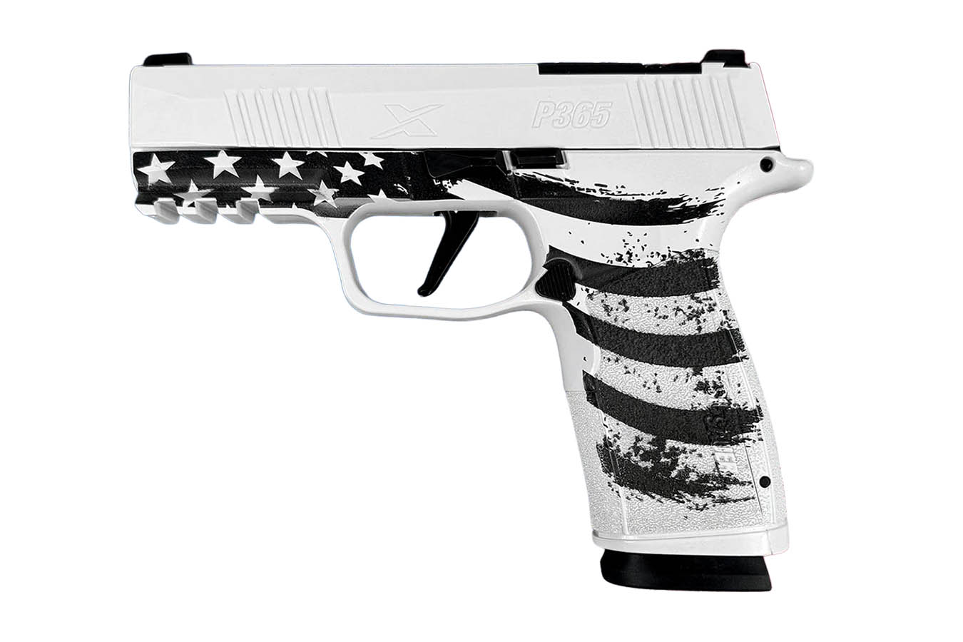 Sig Sauer P365-XMACRO 9mm Optic Ready Pistol with 250th Anniversary Edition White Distressed Flag Finish
