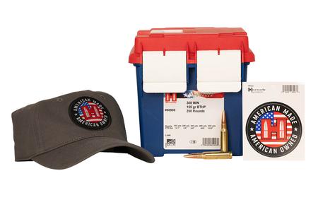 Hornady 308 Win 155gr BTHP American Gunner 250th Anniversary Combo Pack 250 Rounds in Ammo Can