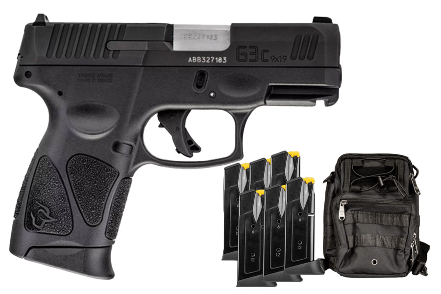 Taurus G3c 9mm Compact Striker-Fired Pistol with Bulldog Range Bag and Six Magazines
