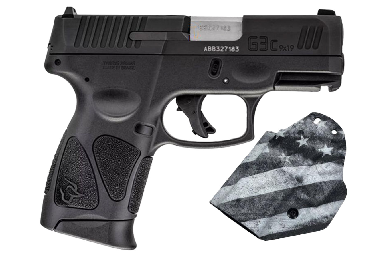 Taurus G3c 9mm Compact Striker-Fired Pistol with Stainless Slide and MFT American Flag Holster