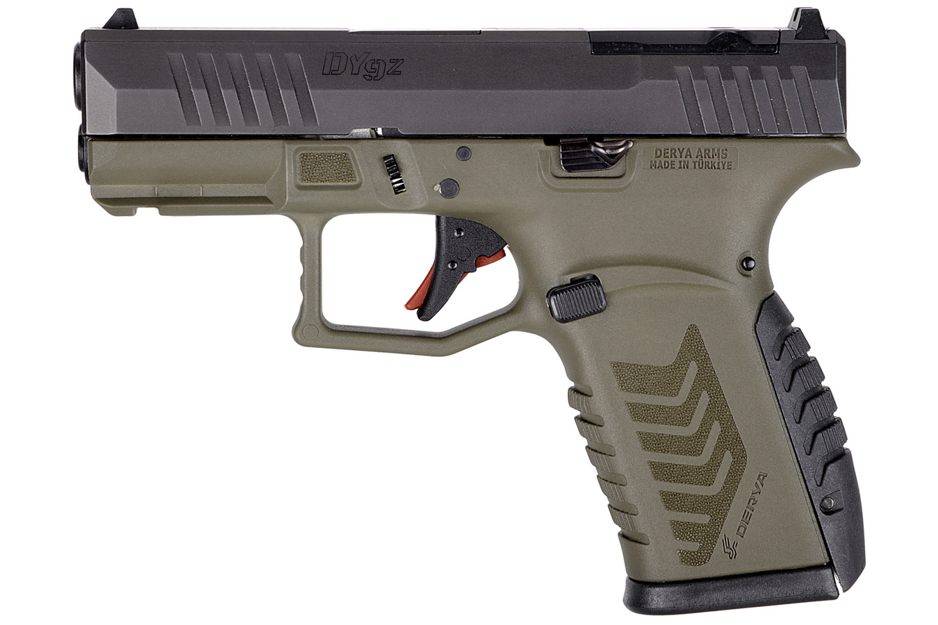 Derya Firearms DY9Z 9mm Pistol with ODG and Black Frame
