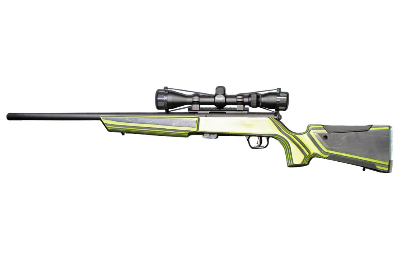 Savage Mark II BVXP-SR 22LR Bolt-Action Rifle with Scope, Green Laminate Stock and Threaded Barrel