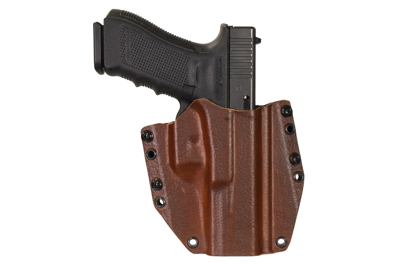 Mission First Tactical Brown Leather Hybrid OWB RH Holster for Glock 17 22 47 Gen 6