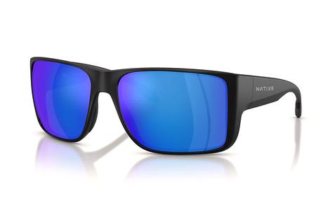BADLANDS XL MATTE BLACK WITH BLUE REFLEX POLARIZED LENSES