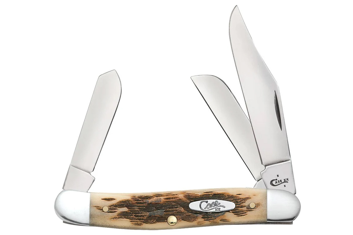 Wrcase Peach Seed Jig Amber Bone Stockman Folding Knife