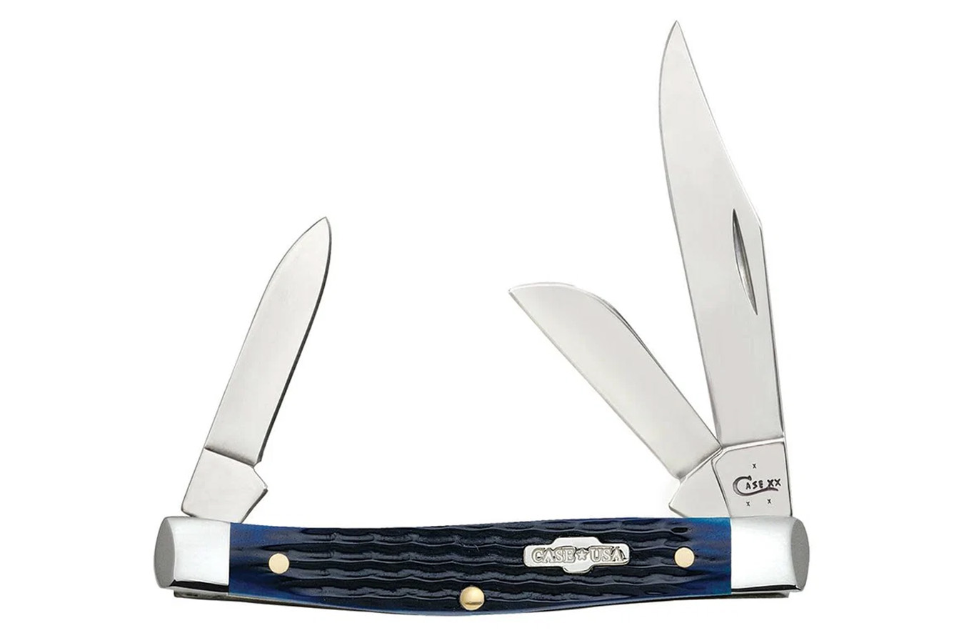 Wrcase Rogers Corn Cob Jig Blue Bone Medium Stockman Folding Knife