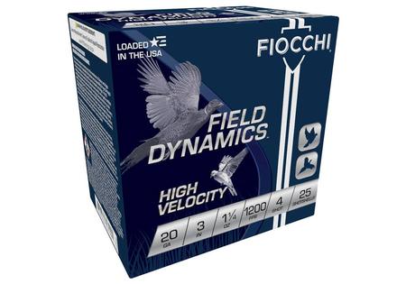 FIOCCHI HI VELOCITY 20GA 3 1-1/4OZ #4 25/BX
