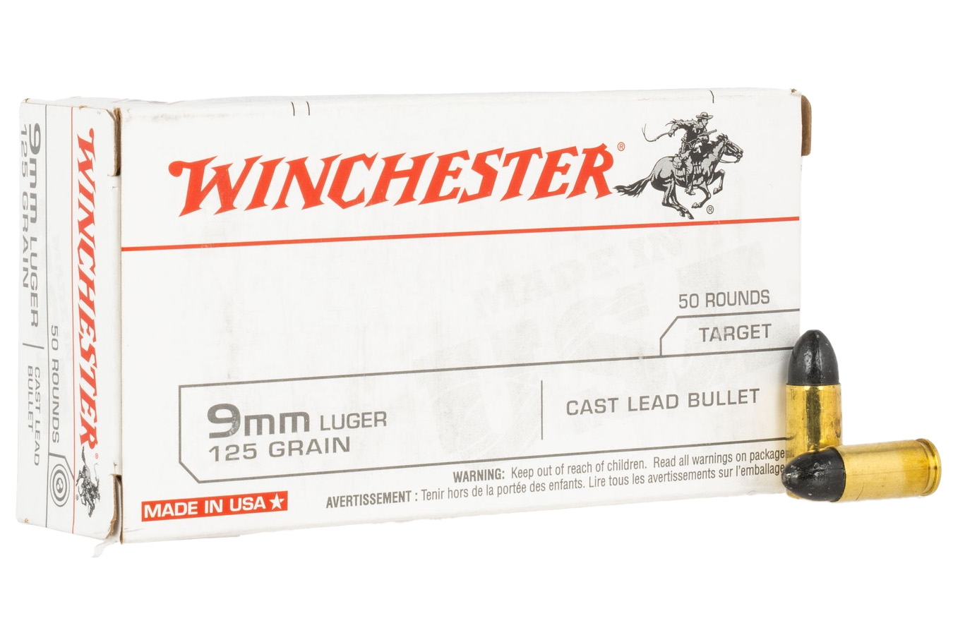 Winchester 9mm 125 gr USA Target Cast Lead 50/Box