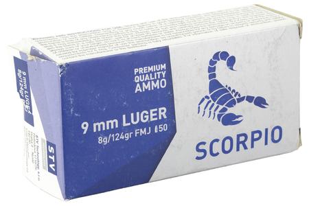 SCORPIO AMMO 9MM 124GR FMJ 50/1000