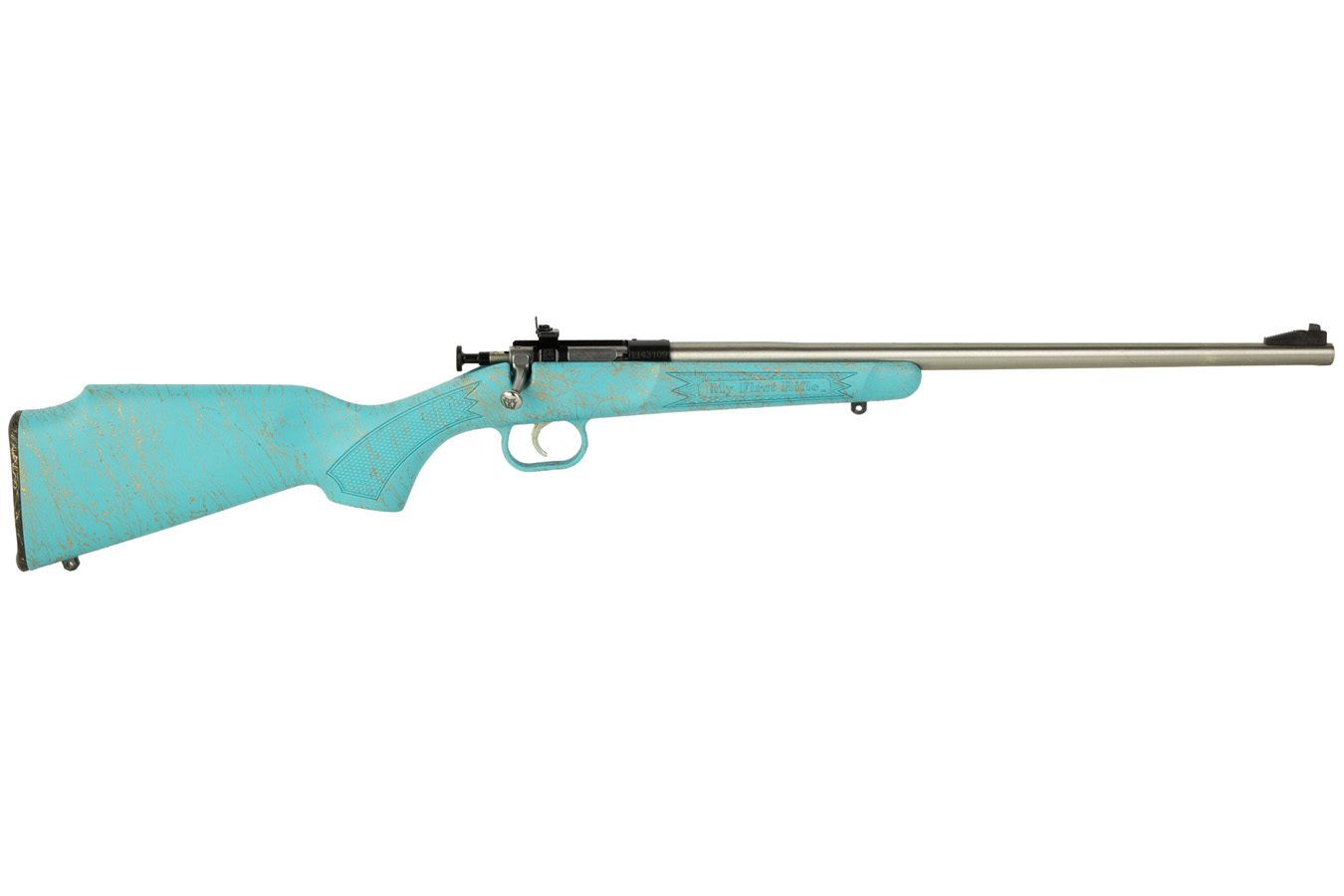 Keystone Crickett 22 LR Bolt Action Rifle with Blue and Gold Webbing Finish
