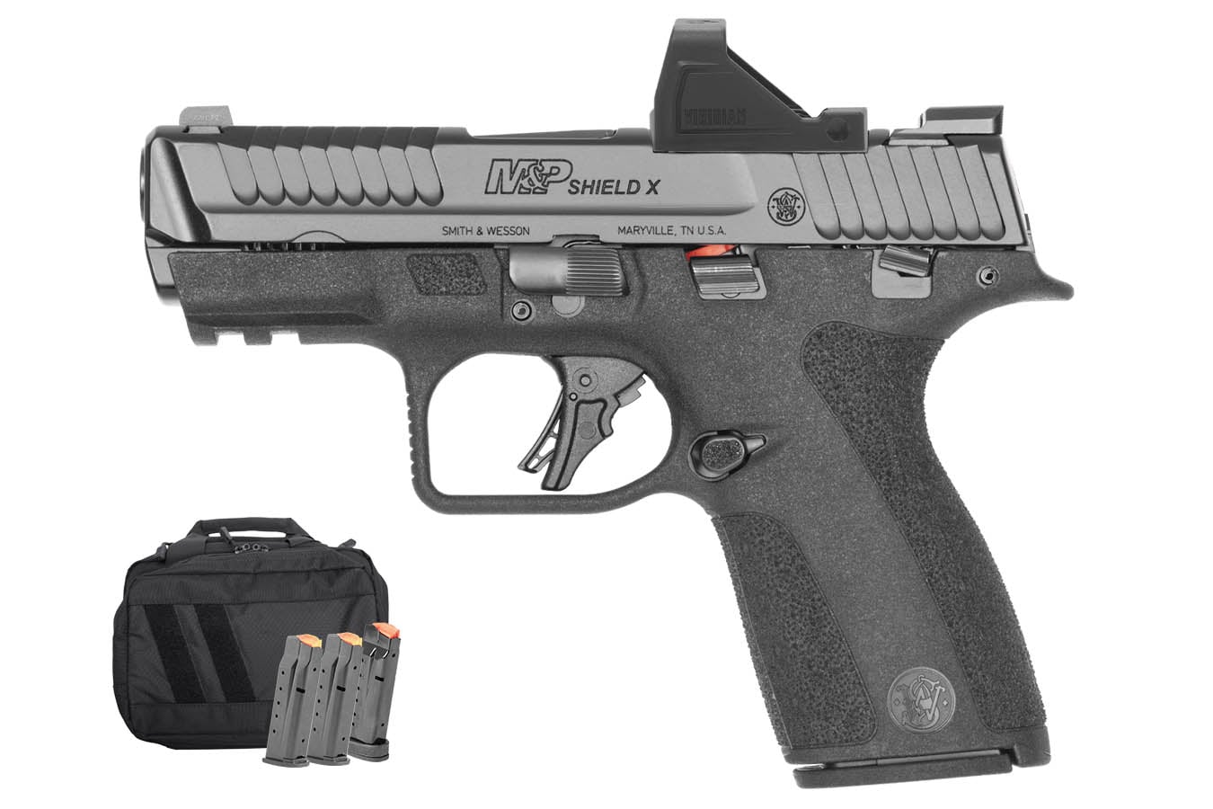No. 24 Best Selling: SMITH AND WESSON SHIELD X 9MM 3.6` TS RFX11 BNDL. THUMB SAFETY, RFX11 OPTION, SAVIOR BAG, 4 TOTAL