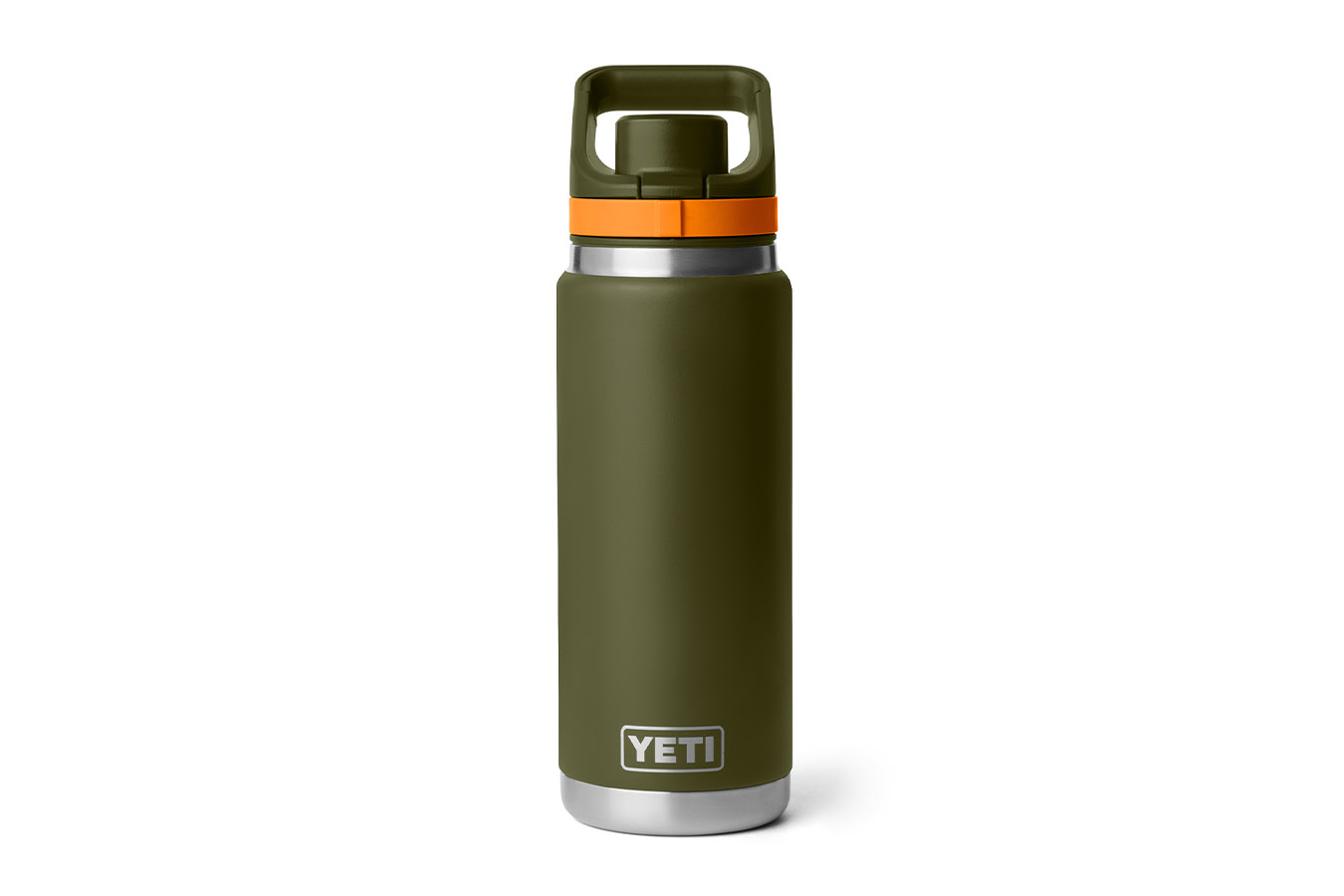 Yeti Coolers Rambler 26 oz Water Bottle with Flip Chug Cap Olive and King Crab Orange