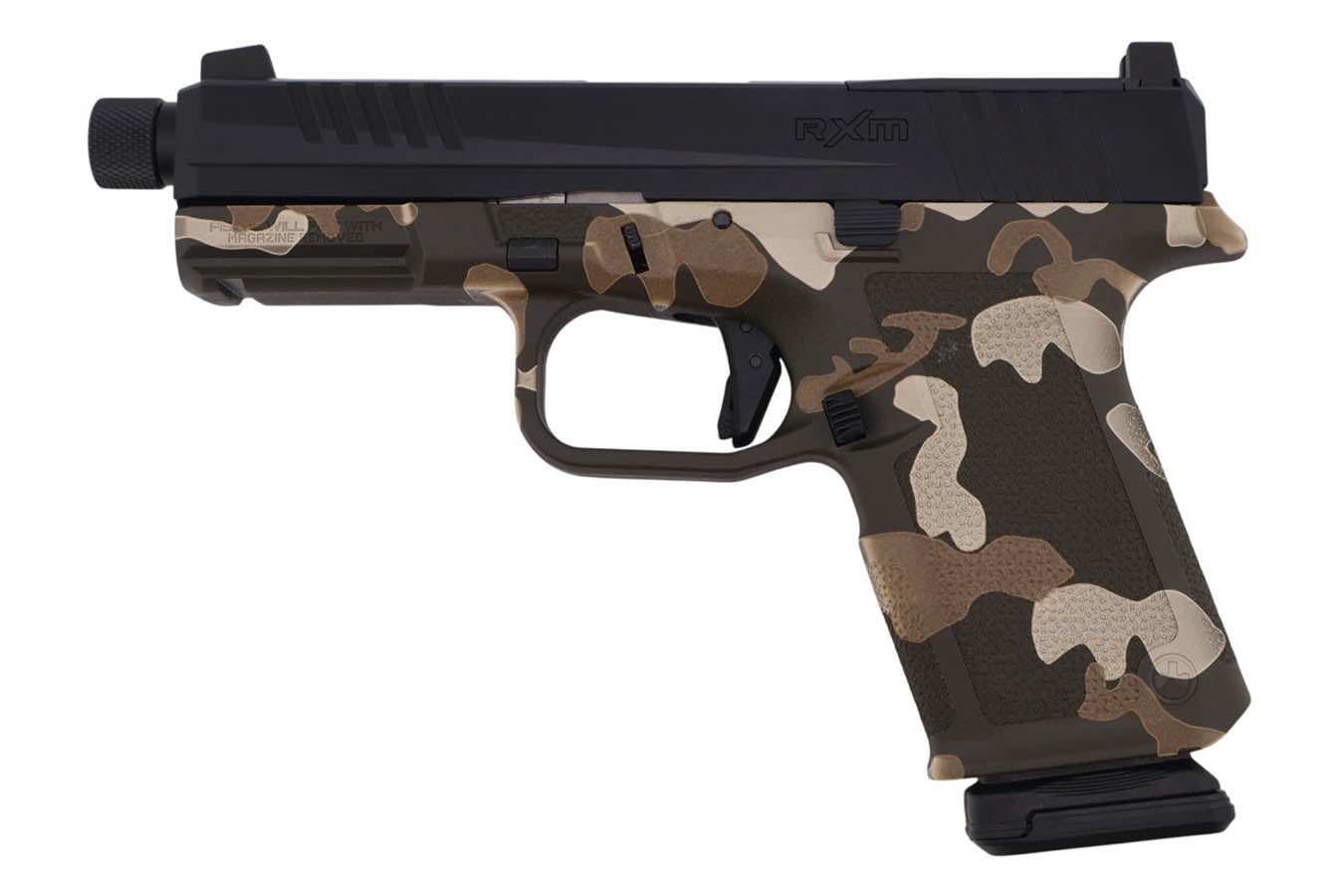 Ruger RXM Optic-Ready 9mm Semi-Auto Pistol with Threaded Barrel and Woodland Camo Finish