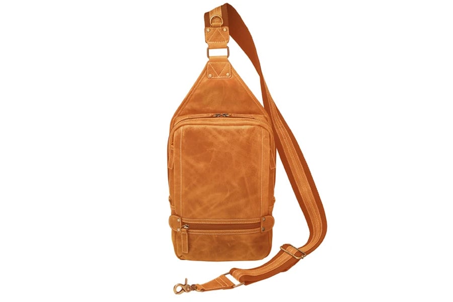 GUN TOTE N MAMAS SLING BACKPACK DISTRESSED CARAMEL