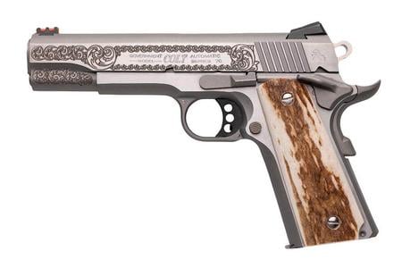 COLT CUSTOM ENGRAVED COMPETITION HANDGUN .45 AUTO 7RD MAGAZINE 5` BARREL STAINLESS