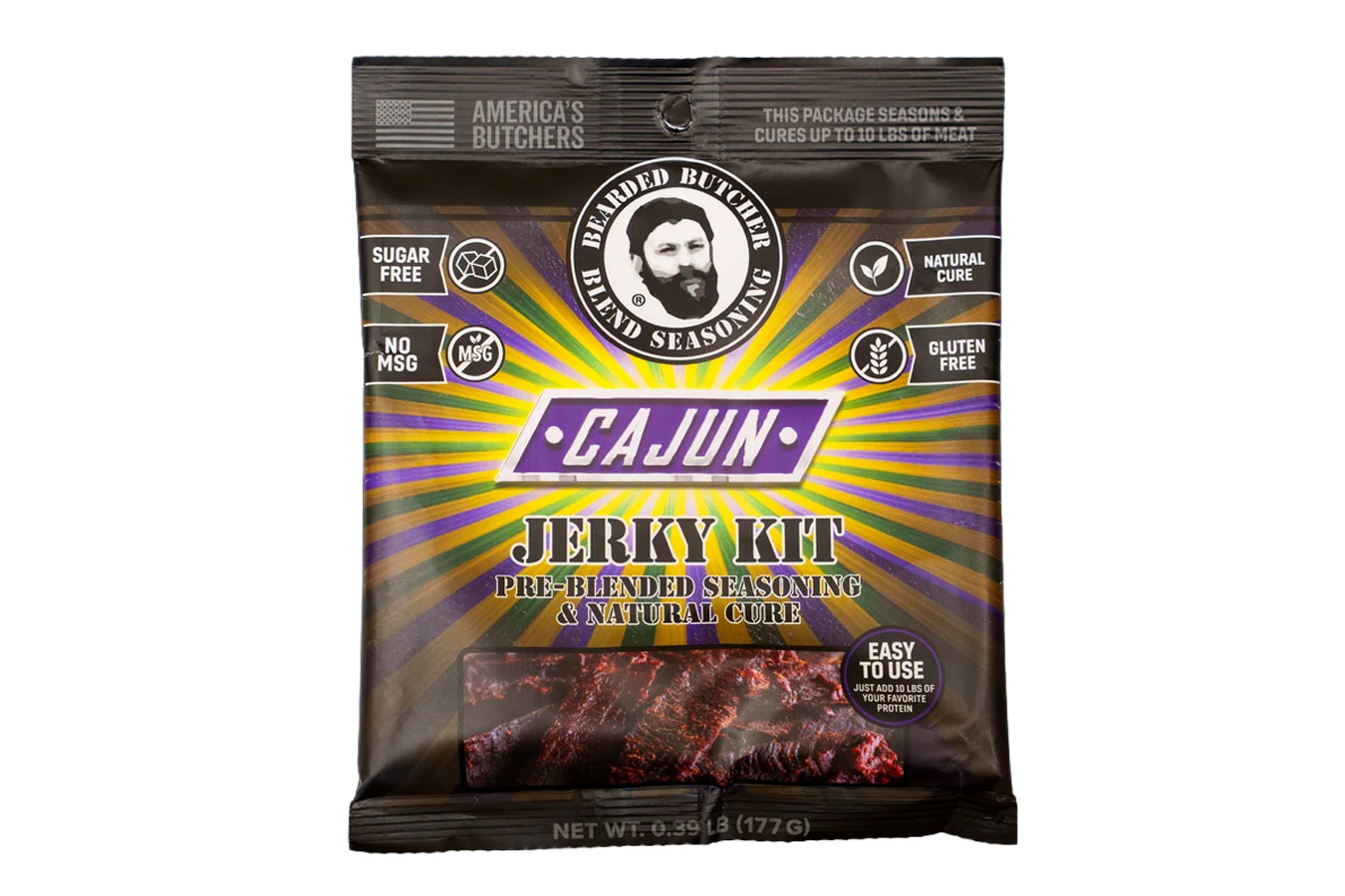 Bearded Butcher Cajun Blend Jerky Seasoning and Natural Cure Kit for up to 10 lbs of Meat
