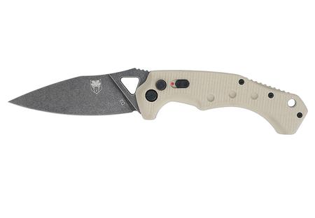 COBRATEC RYKER AUTO FOLDER 3.75 TAN/BLACK STNWSH D2 BLD