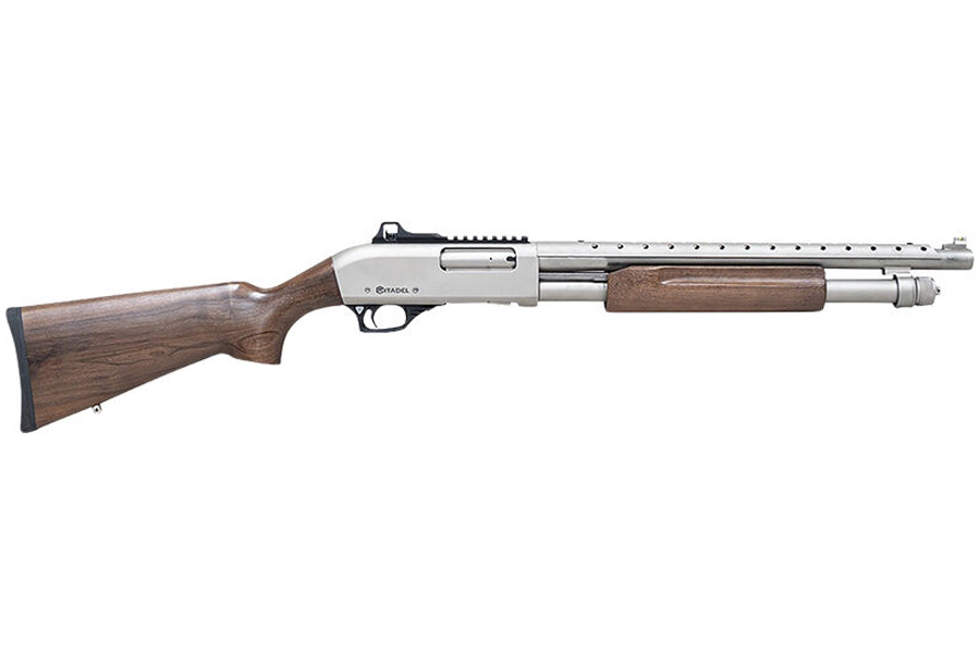 Citadel Mariner 20 Gauge Pump Action Shotgun with Nickel Finish and Wood Furniture