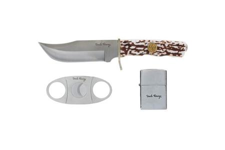 UH FIXED BLADE KNIFE/CIGAR CUTTER AND LIGHTER COMBO