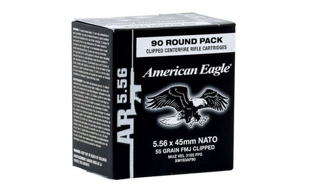 5.56MM NATO 55 GR FMJ BT 90 CT BX CLIPPED