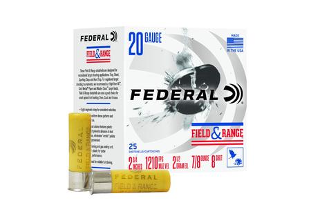 Federal 20 Ga Field and Range 2 3/4 7/8oz 8 Shot 25/Box