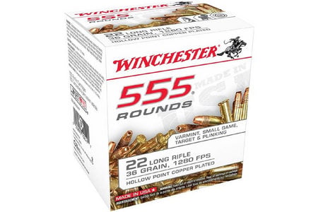 Winchester 22LR 36 gr Copper Plated Hollow Point 555 Round Brick
