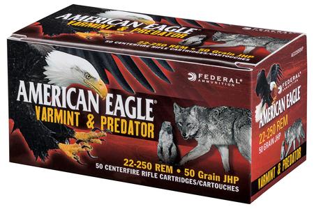 Federal 22-250 Rem 50 gr JHP American Eagle Varmint and Predator 50/Box