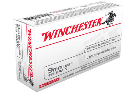Winchester 9mm Luger 115 gr JHP Jacketed Hollow Point USA 50/Box